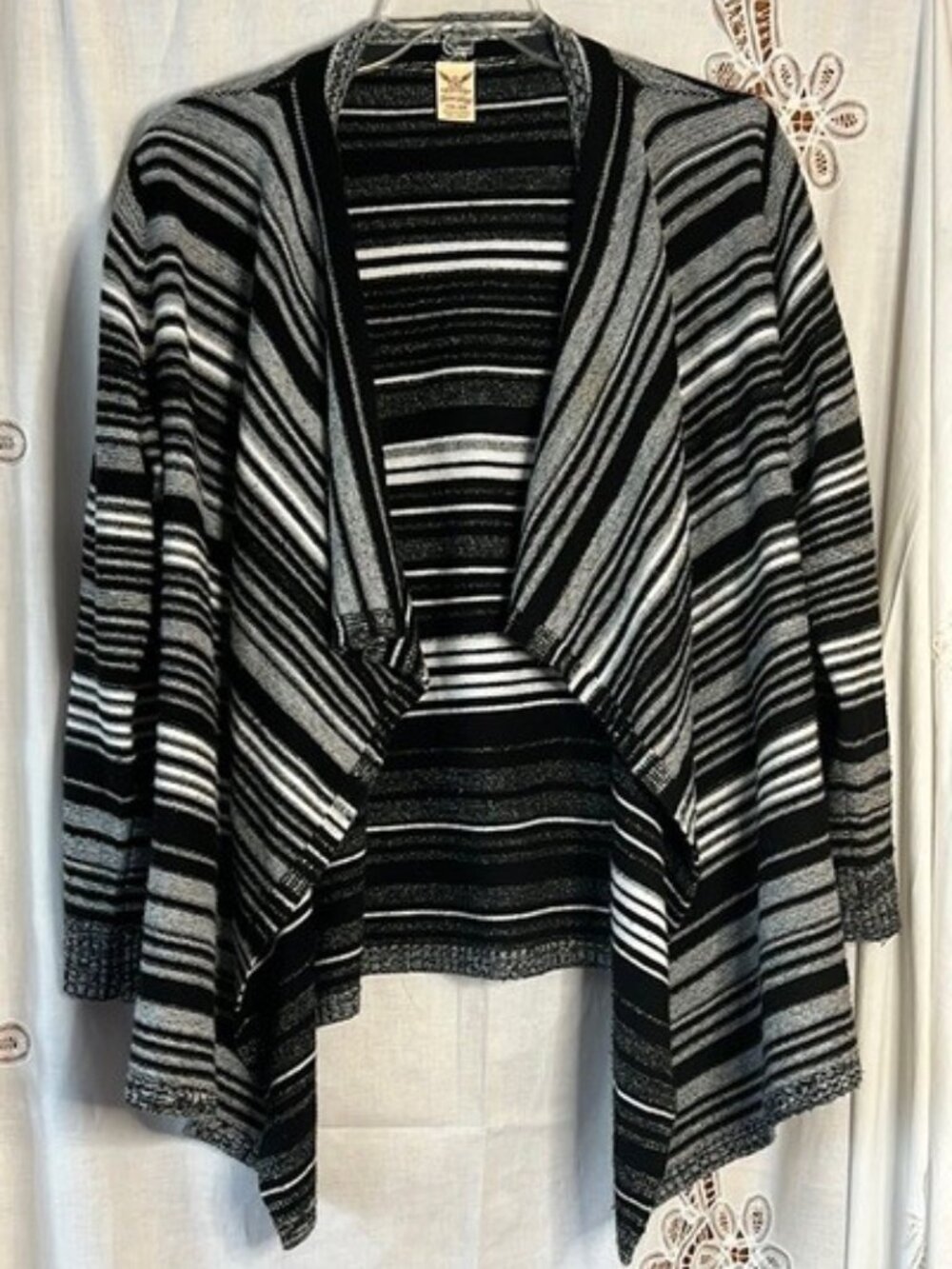 Faded Glory Black Gray Cardigan Sweater Size XXL